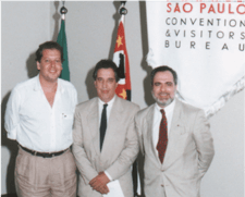Diretor de Operações do São Paulo Convention Visitors Bureau com  Luiz Renato Ignarra, Consultor, e com Aristides Cury, Superintendente do SPCVB